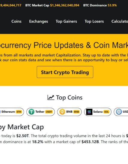 Crypto Net - CoinMarketCap, Prices, Chart, Exchanges, Crypto Tracker, Calculator & Ticker PHP Script